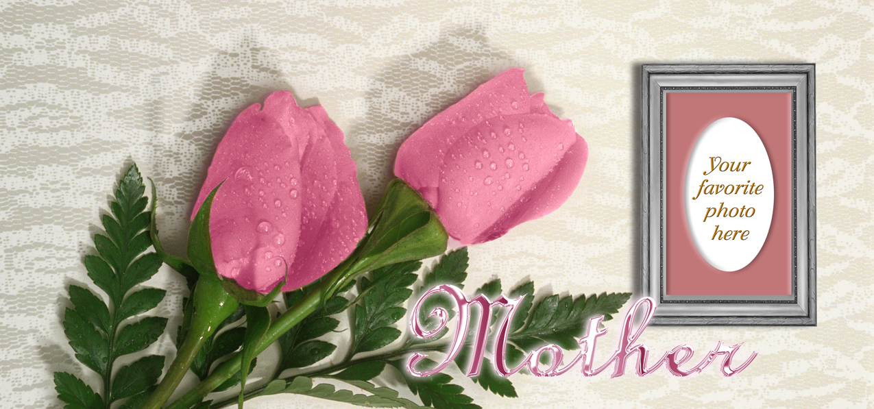 2 Roses Pink Mother (Silver Frame)